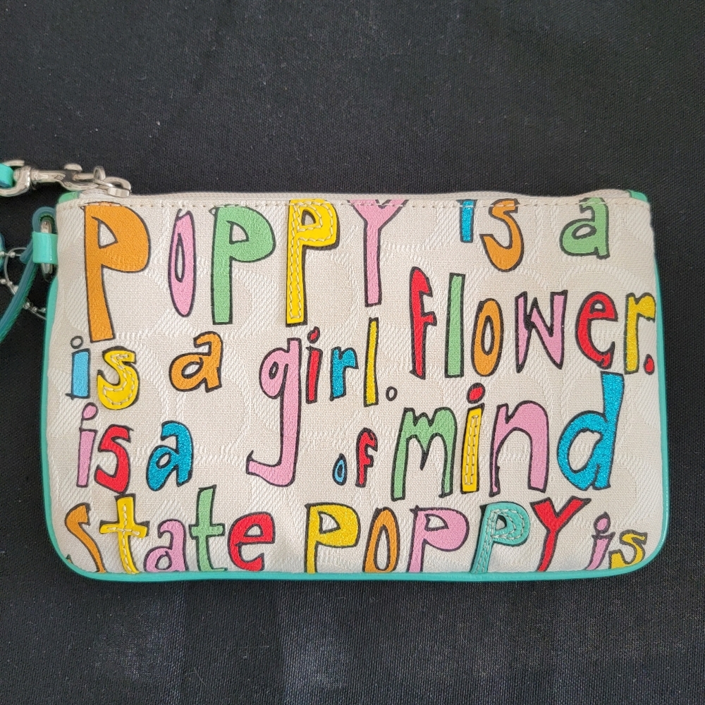 Coach Poppy Signature & Multi-Color Zippered Wristlet - Picture 13 of 14